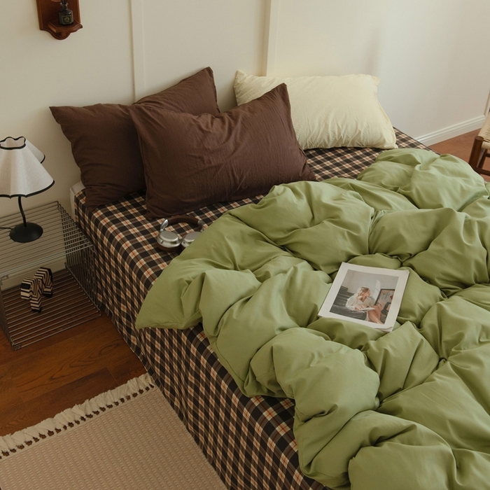 91家纺网 家纺一手货源 找家纺 尤米 2025新款亲肤舒适混搭ins风四件套系列 泰芒青柠