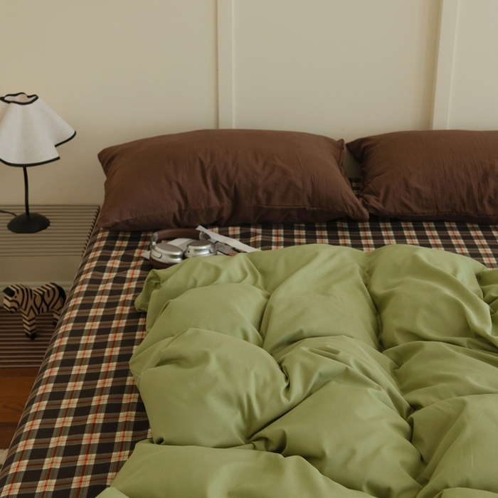 91家纺网 家纺一手货源 找家纺 尤米 2025新款亲肤舒适混搭ins风四件套系列 泰芒青柠