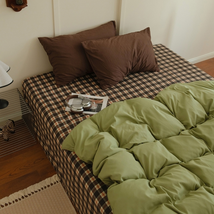 91家纺网 家纺一手货源 找家纺 尤米 2025新款亲肤舒适混搭ins风四件套系列 泰芒青柠