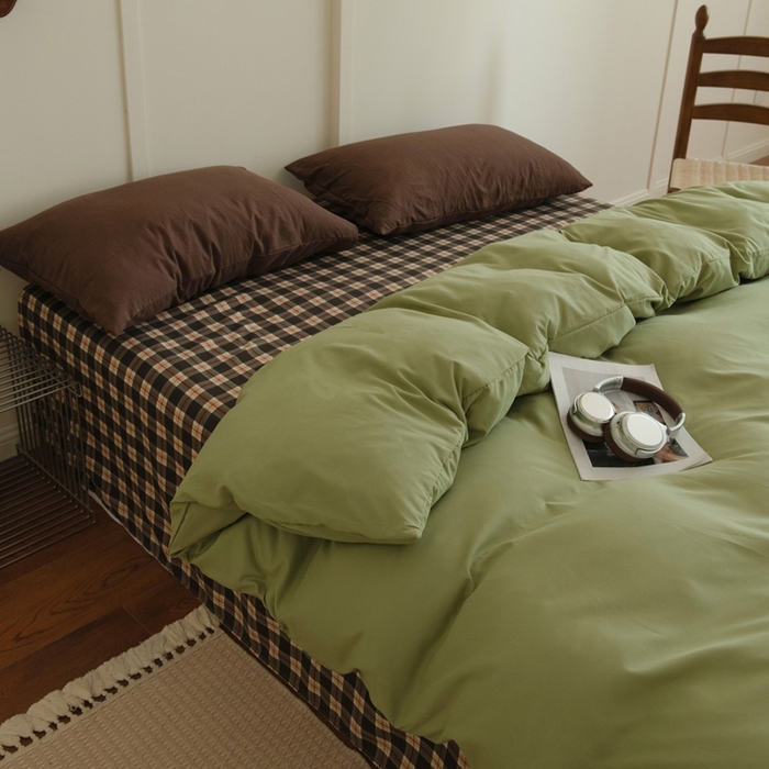 91家纺网 家纺一手货源 找家纺 尤米 2025新款亲肤舒适混搭ins风四件套系列 泰芒青柠