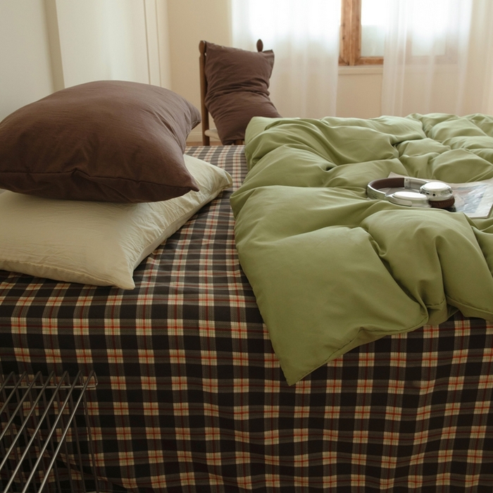 91家纺网 家纺一手货源 找家纺 尤米 2025新款亲肤舒适混搭ins风四件套系列 泰芒青柠