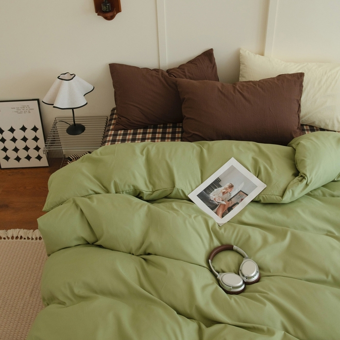 91家纺网 家纺一手货源 找家纺 尤米 2025新款亲肤舒适混搭ins风四件套系列 泰芒青柠