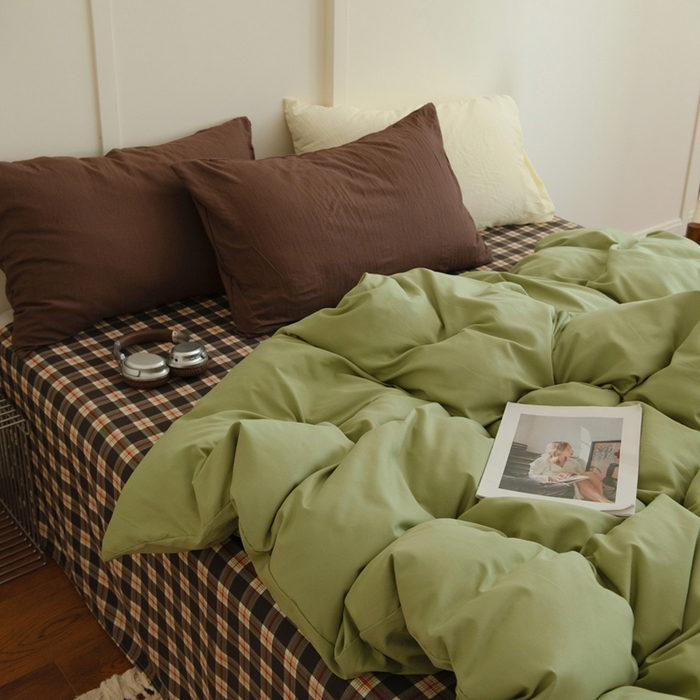 91家纺网 家纺一手货源 找家纺 尤米 2025新款亲肤舒适混搭ins风四件套系列 泰芒青柠