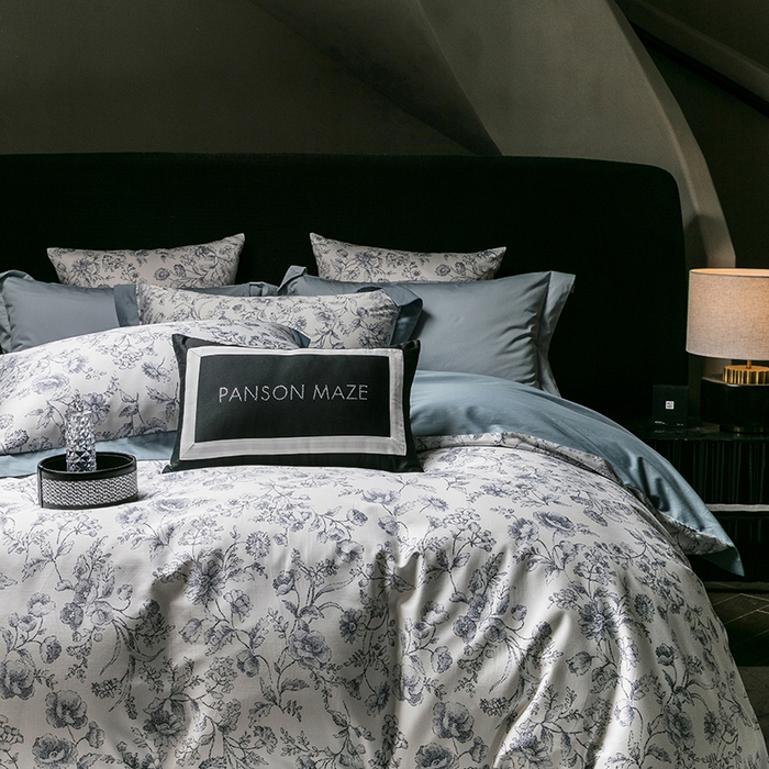 91家纺网 家纺一手货源 找家纺 威克凯丽 2024新款100S缎面数码印花四件套 香颂 （极岩兰）