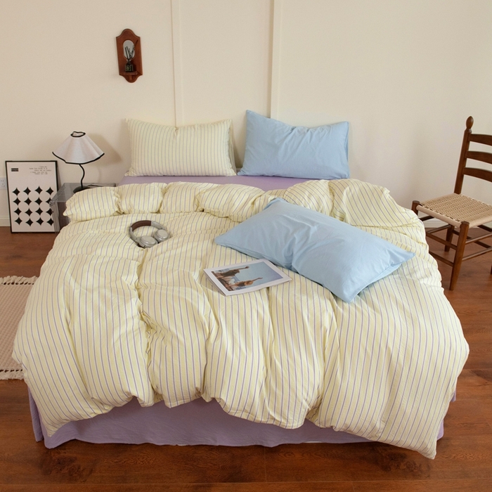 91家纺网 家纺一手货源 找家纺 尤米 2025新款亲肤舒适混搭ins风四件套系列 芋泥云朵