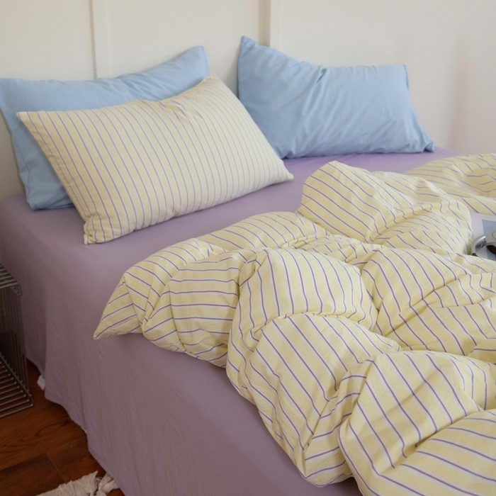 91家纺网 家纺一手货源 找家纺 尤米 2025新款亲肤舒适混搭ins风四件套系列 芋泥云朵