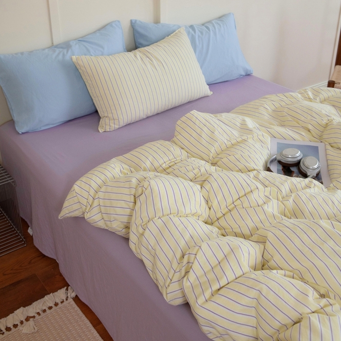 91家纺网 家纺一手货源 找家纺 尤米 2025新款亲肤舒适混搭ins风四件套系列 芋泥云朵