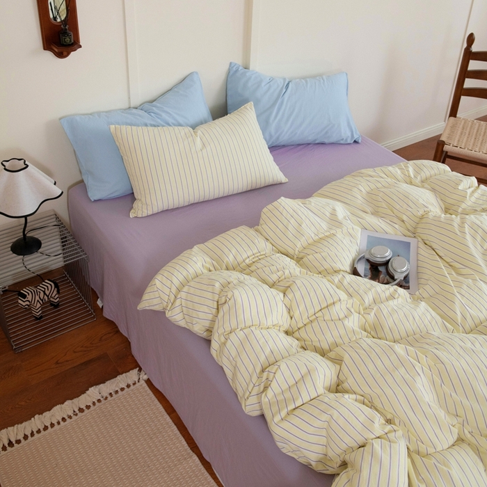 91家纺网 家纺一手货源 找家纺 尤米 2025新款亲肤舒适混搭ins风四件套系列 芋泥云朵