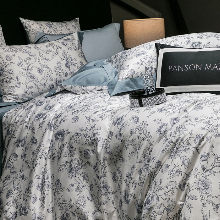 91家纺网 家纺一手货源 找家纺 威克凯丽 2024新款100S缎面数码印花四件套 香颂 （极岩兰）