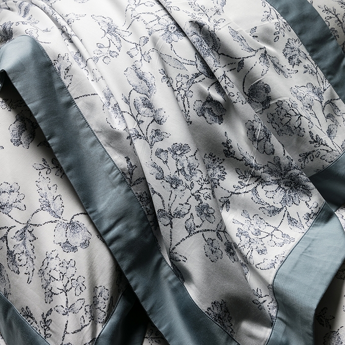 91家纺网 家纺一手货源 找家纺 威克凯丽 2024新款100S缎面数码印花四件套 香颂 （极岩兰）