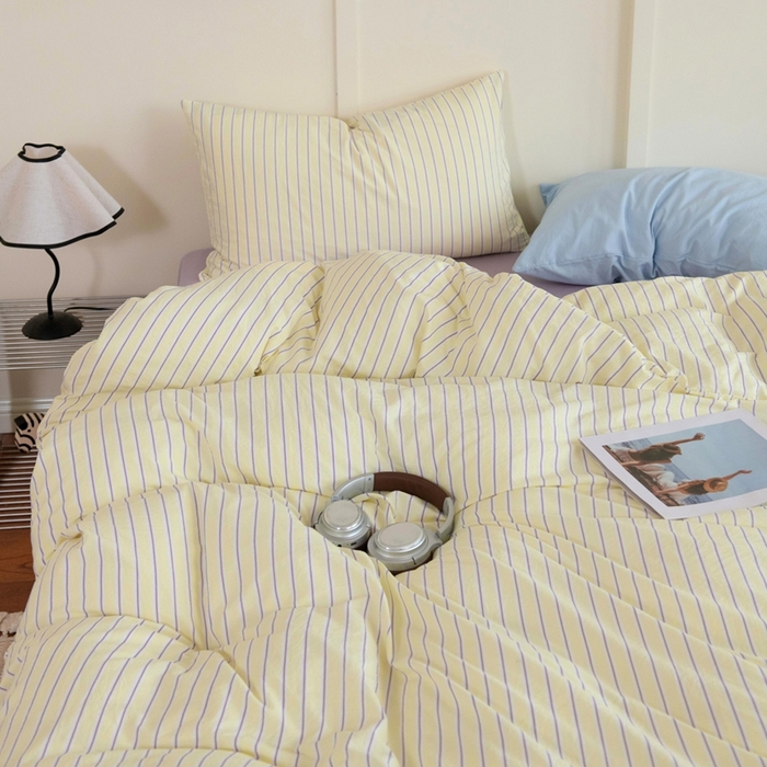 91家纺网 家纺一手货源 找家纺 尤米 2025新款亲肤舒适混搭ins风四件套系列 芋泥云朵