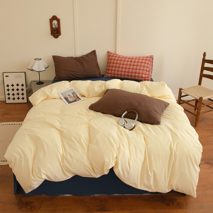 91家纺网 家纺一手货源 找家纺 尤米 2025新款亲肤舒适混搭ins风四件套系列 芝芝厚乳