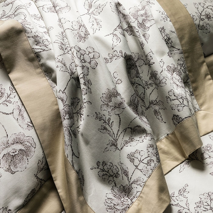 91家纺网 家纺一手货源 找家纺 威克凯丽 2024新款100S缎面数码印花四件套 香颂 （雪茄色）