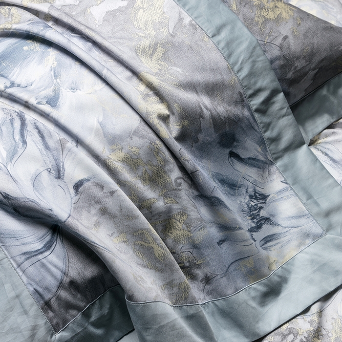 91家纺网 家纺一手货源 找家纺 威克凯丽 2024新款100S缎面数码印花四件套 园逸（软香兰）