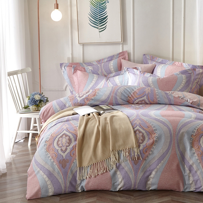 91家纺网 家纺一手货源 找家纺 威克凯丽 2024新款全棉活性磨毛四件套 瑟琳娜（紫）