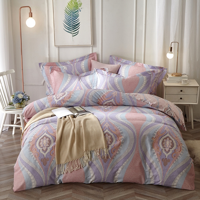 91家纺网 家纺一手货源 找家纺 威克凯丽 2024新款全棉活性磨毛四件套 瑟琳娜（紫）