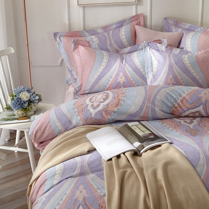 91家纺网 家纺一手货源 找家纺 威克凯丽 2024新款全棉活性磨毛四件套 瑟琳娜（紫）