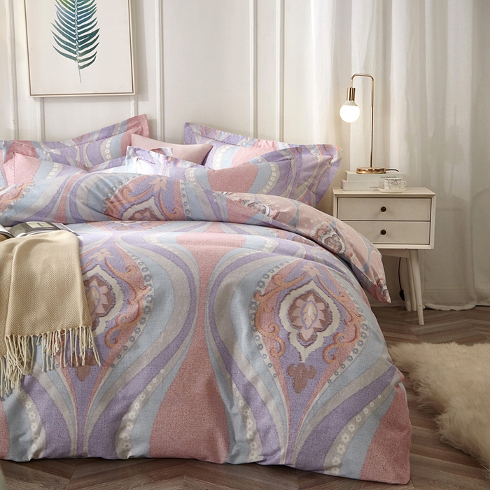 91家纺网 家纺一手货源 找家纺 威克凯丽 2024新款全棉活性磨毛四件套 瑟琳娜（紫）