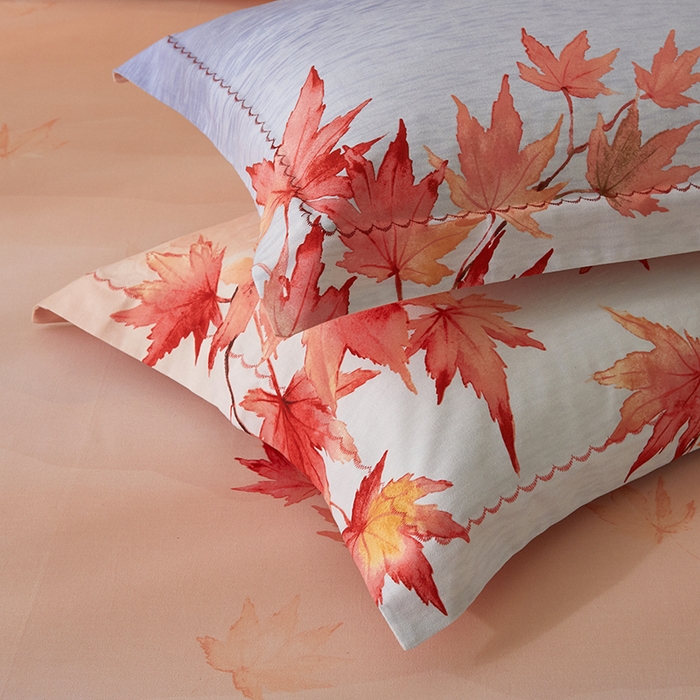 91家纺网 家纺一手货源 找家纺 威克凯丽 2024新款全棉活性磨毛四件套 香山红叶