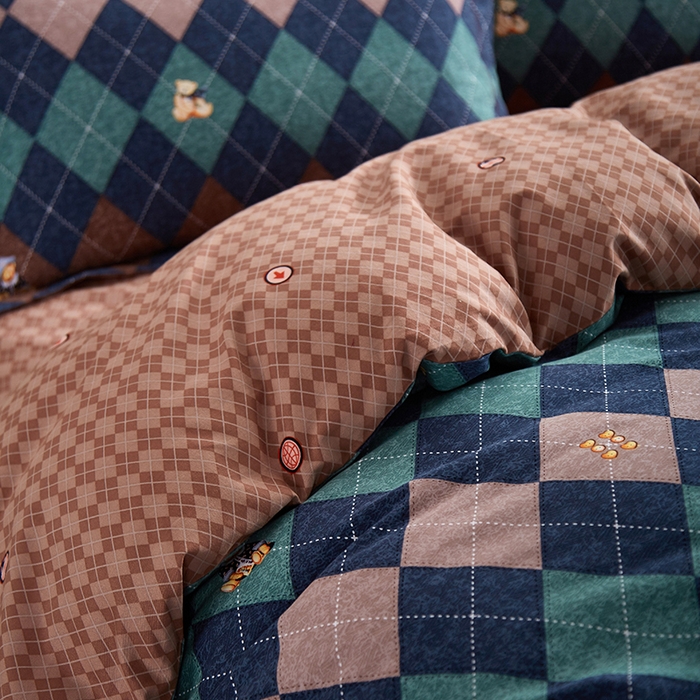 91家纺网 家纺一手货源 找家纺 威克凯丽 2024新款全棉活性磨毛四件套 熊宝贝