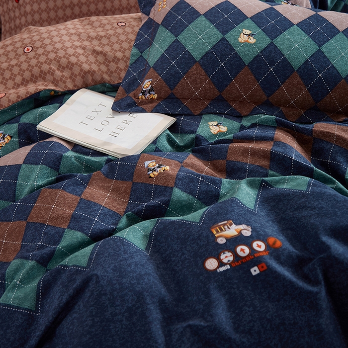 91家纺网 家纺一手货源 找家纺 威克凯丽 2024新款全棉活性磨毛四件套 熊宝贝