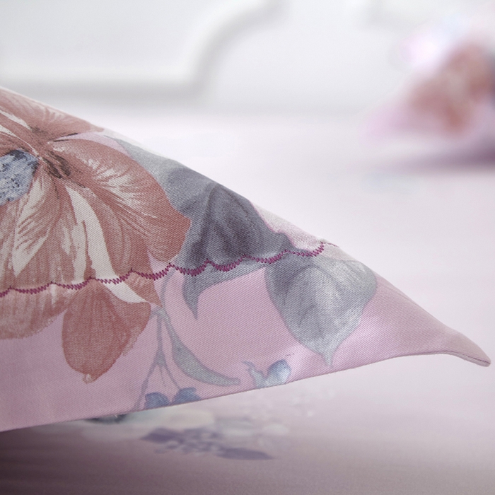 91家纺网 家纺一手货源 找家纺 威克凯丽 2024新款全棉活性磨毛四件套 叶语瑶香（粉）