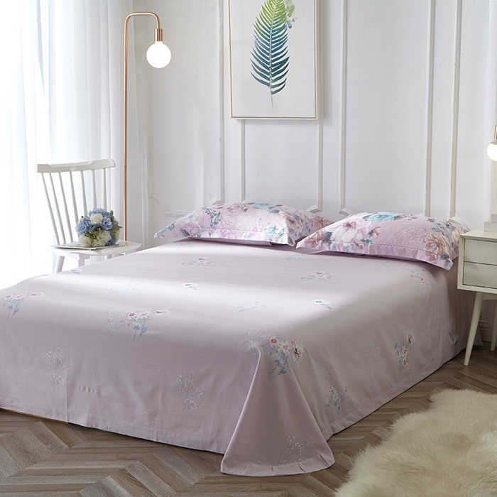 91家纺网 家纺一手货源 找家纺 威克凯丽 2024新款全棉活性磨毛四件套 叶语瑶香（粉）