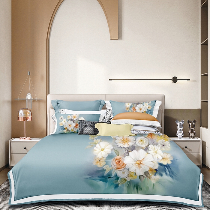 威克凯丽 2024新款全棉活性磨毛四件套 花影留香-兰