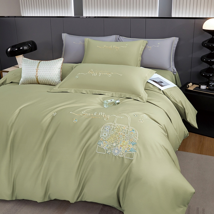 91家纺网 家纺一手货源 找家纺 （总）威克凯丽 2024新款纯色绣花13372系列四件套