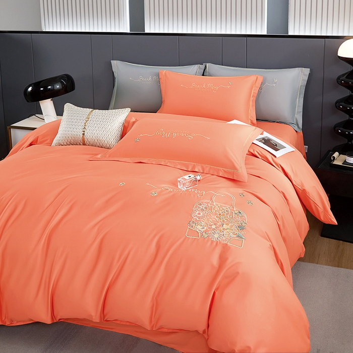 91家纺网 家纺一手货源 找家纺 （总）威克凯丽 2024新款纯色绣花13372系列四件套