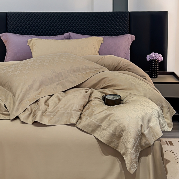 91家纺网 家纺一手货源 找家纺 威克凯丽 2024新款全棉提花四件套 罗兰-可卡其