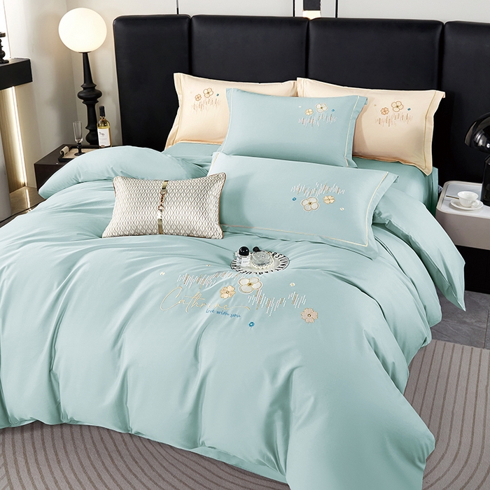 91家纺网 家纺一手货源 找家纺 （总）威克凯丽 2024新款纯色绣花13372系列四件套