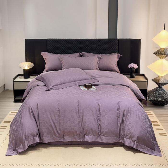 威克凯丽 2024新款全棉提花四件套 罗兰-香芋紫