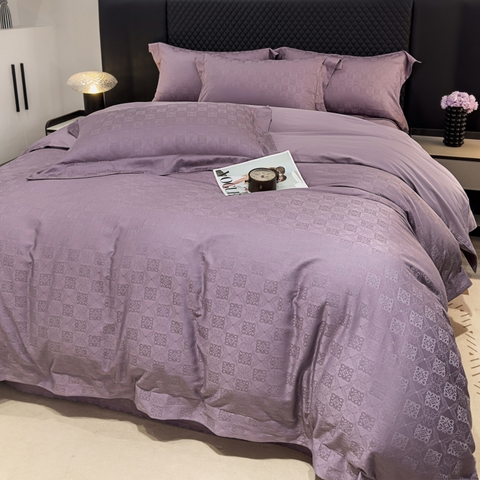 91家纺网 家纺一手货源 找家纺 威克凯丽 2024新款全棉提花四件套 罗兰-香芋紫