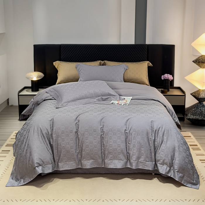 威克凯丽 2024新款全棉提花四件套 罗兰-银灰