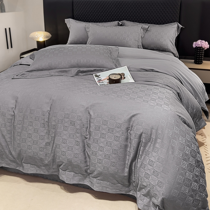 91家纺网 家纺一手货源 找家纺 威克凯丽 2024新款全棉提花四件套 罗兰-银灰