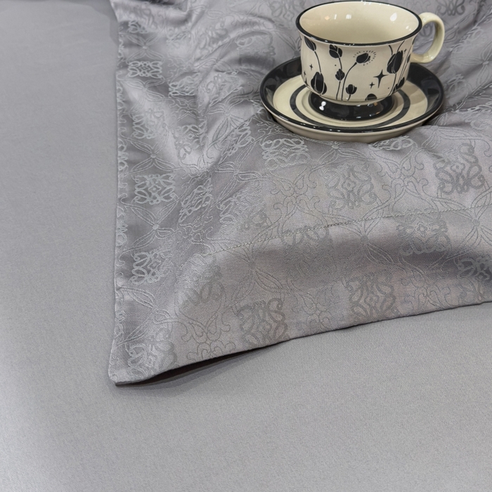 91家纺网 家纺一手货源 找家纺 威克凯丽 2024新款全棉提花四件套 罗兰-银灰