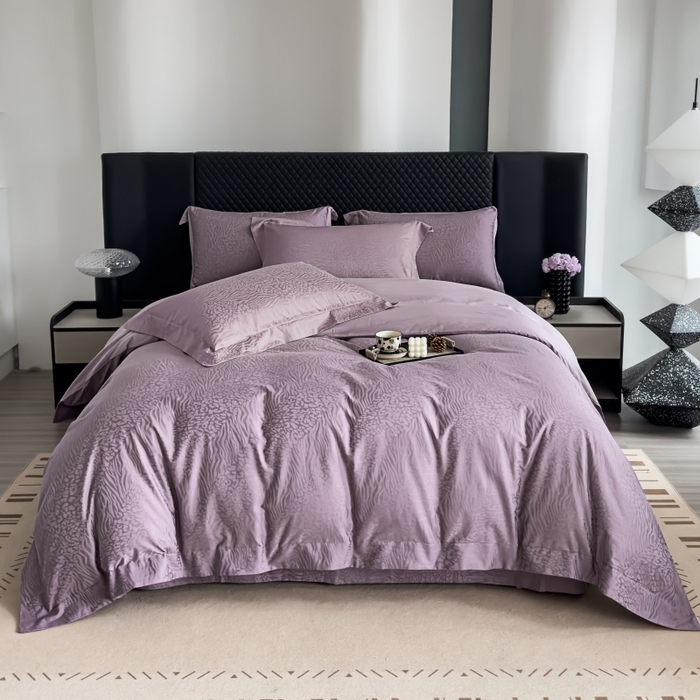 威克凯丽 2024新款全棉提花四件套 米兰-香芋紫