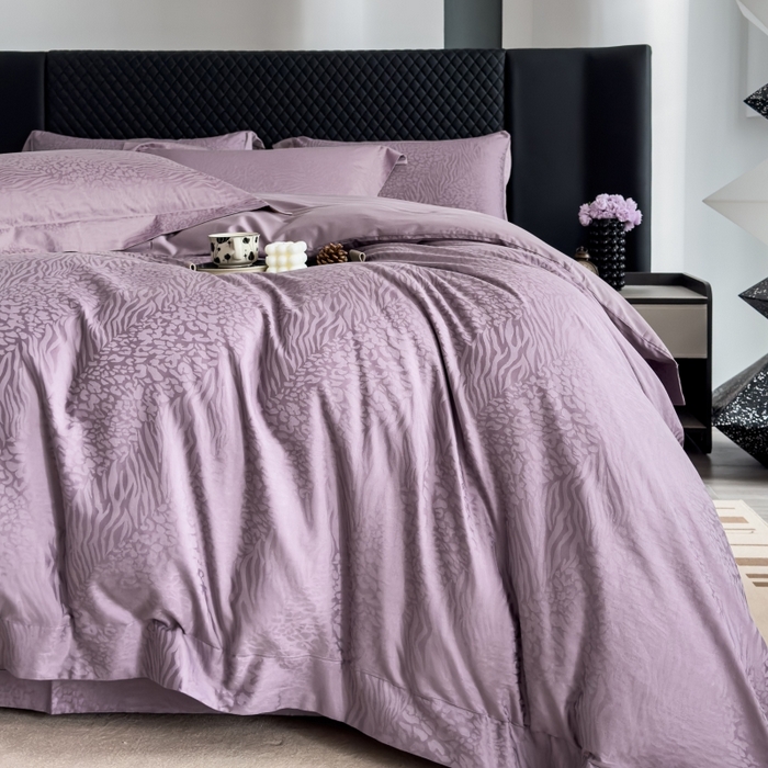 91家纺网 家纺一手货源 找家纺 威克凯丽 2024新款全棉提花四件套 米兰-香芋紫