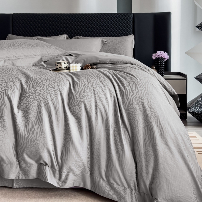 91家纺网 家纺一手货源 找家纺 威克凯丽 2024新款全棉提花四件套 米兰-银灰