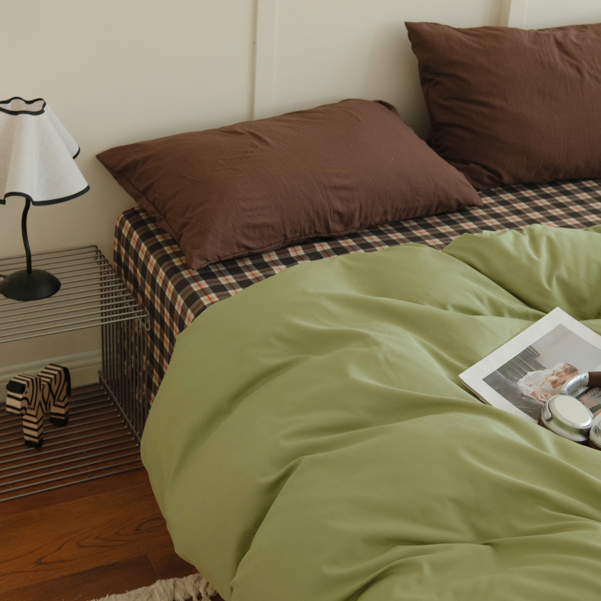 91家纺网 家纺一手货源 找家纺 尤米 2025新款亲肤舒适混搭ins风四件套系列 泰芒青柠