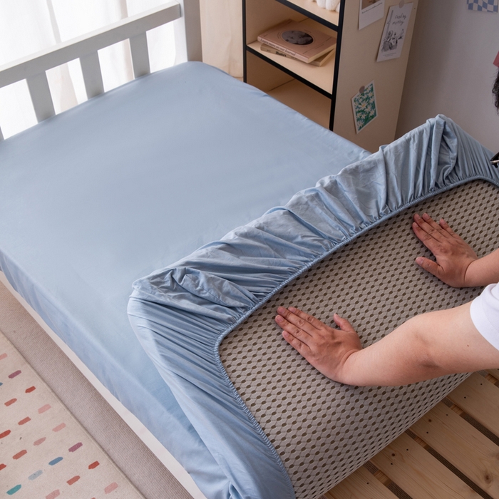 91家纺网 家纺一手货源 找家纺 凌云家纺 2025新款A类13372全棉学生床笠 星空蓝