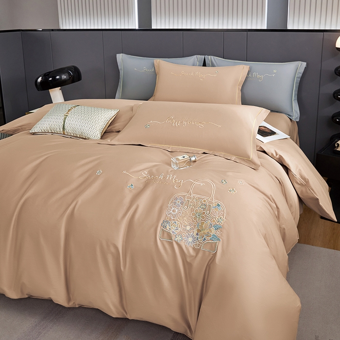 威克凯丽 2024新款纯色绣花13372系列四件套 时尚-香槟色