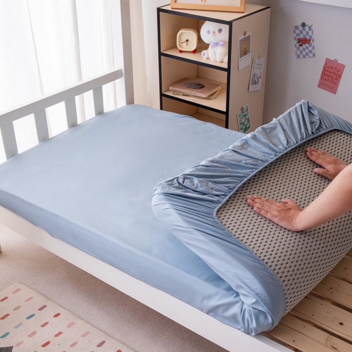 91家纺网 家纺一手货源 找家纺 凌云家纺 2025新款A类13372全棉学生床笠 星空蓝