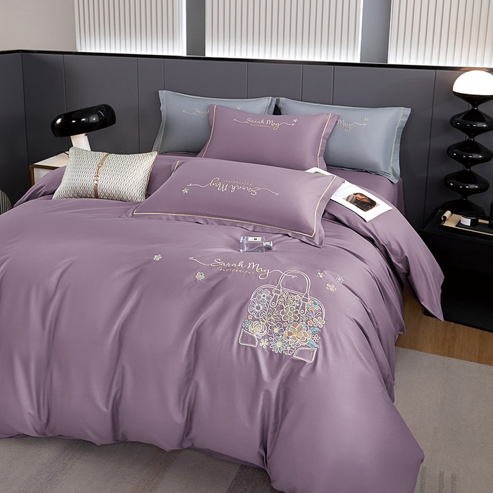 威克凯丽 2024新款纯色绣花13372系列四件套 时尚-薰衣紫