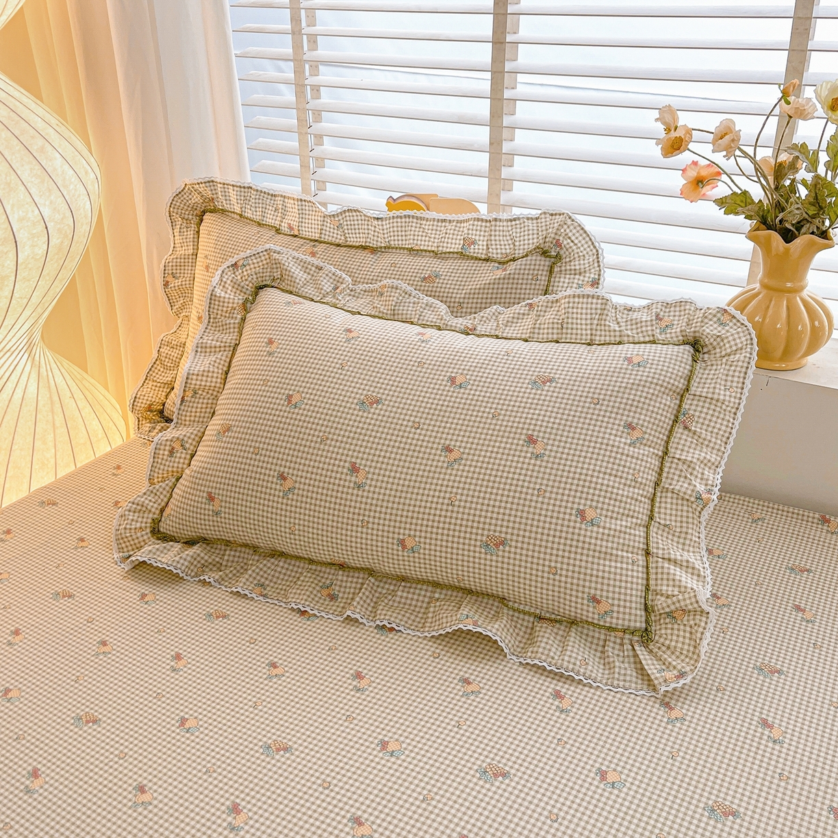 缦彩 2025新款韩版全棉公主风枕套 苏语绿