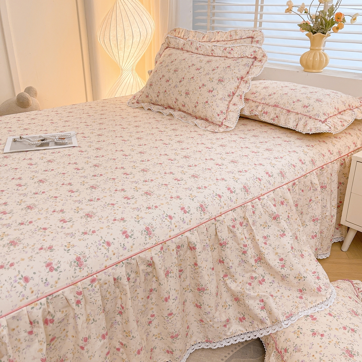 91家纺网 家纺一手货源 找家纺 缦彩 2025新款韩版全棉公主风枕套 雾岛听风