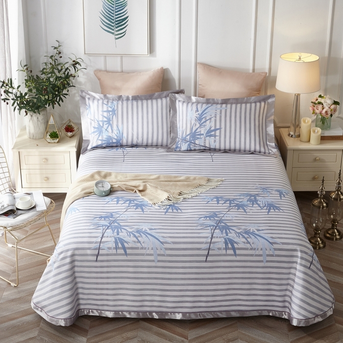 91家纺网 家纺一手货源 找家纺 威克凯丽 2024新款特价款竹语天丝软凉席三件套 芙谣