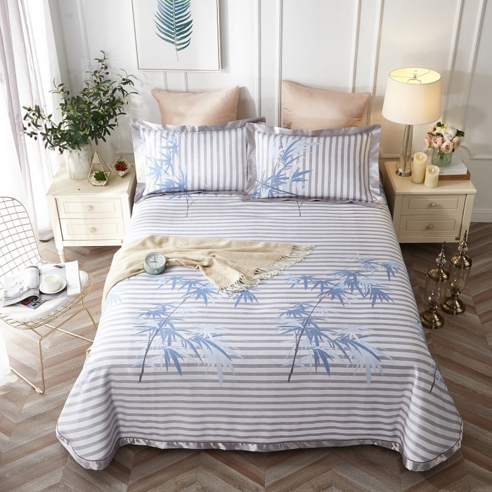 91家纺网 家纺一手货源 找家纺 威克凯丽 2024新款特价款竹语天丝软凉席三件套 芙谣