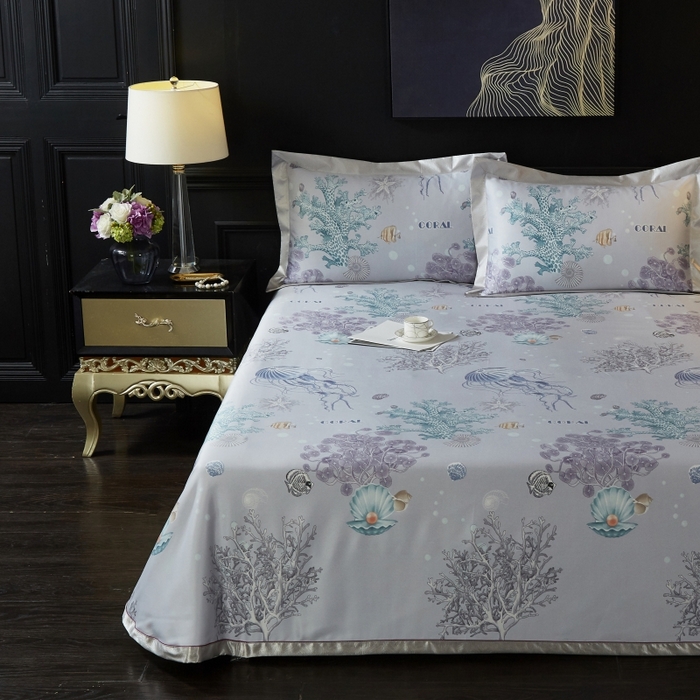 91家纺网 家纺一手货源 找家纺 威克凯丽 2024新款特价款竹语天丝软凉席三件套 海底世界